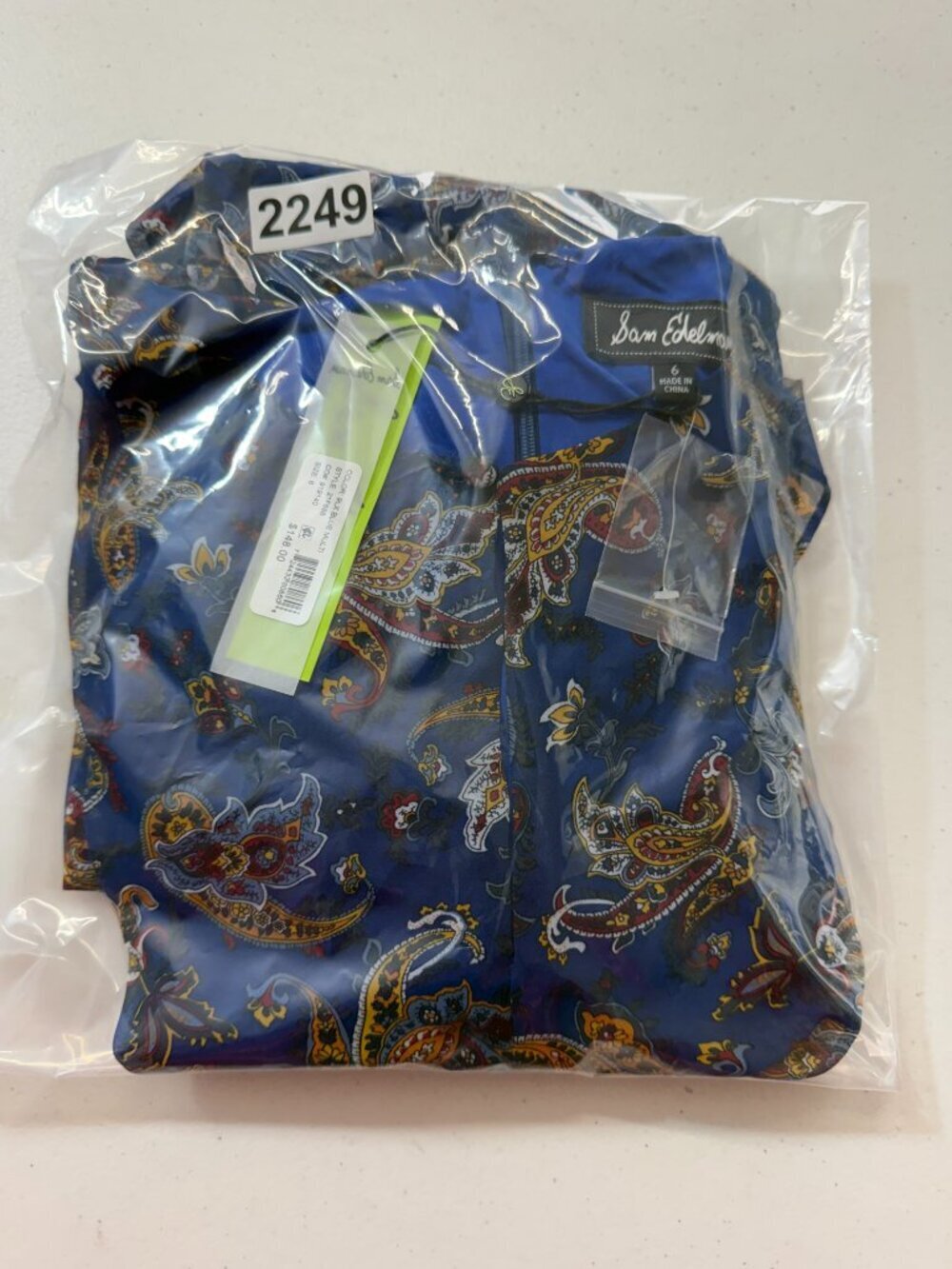 NWT Sam Edelman Blue Paisley Fit & Flare Mini Dress Size 6 Sheer Sleeve - Picture 11 of 11